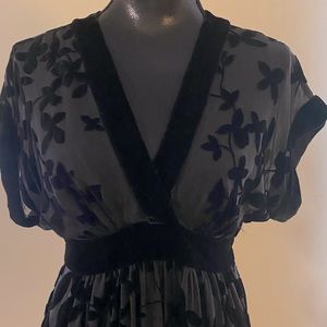 Black velvet and sheer dress, brand is BCBG size 2